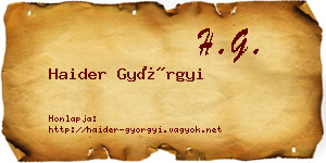Haider Györgyi névjegykártya