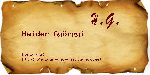 Haider Györgyi névjegykártya